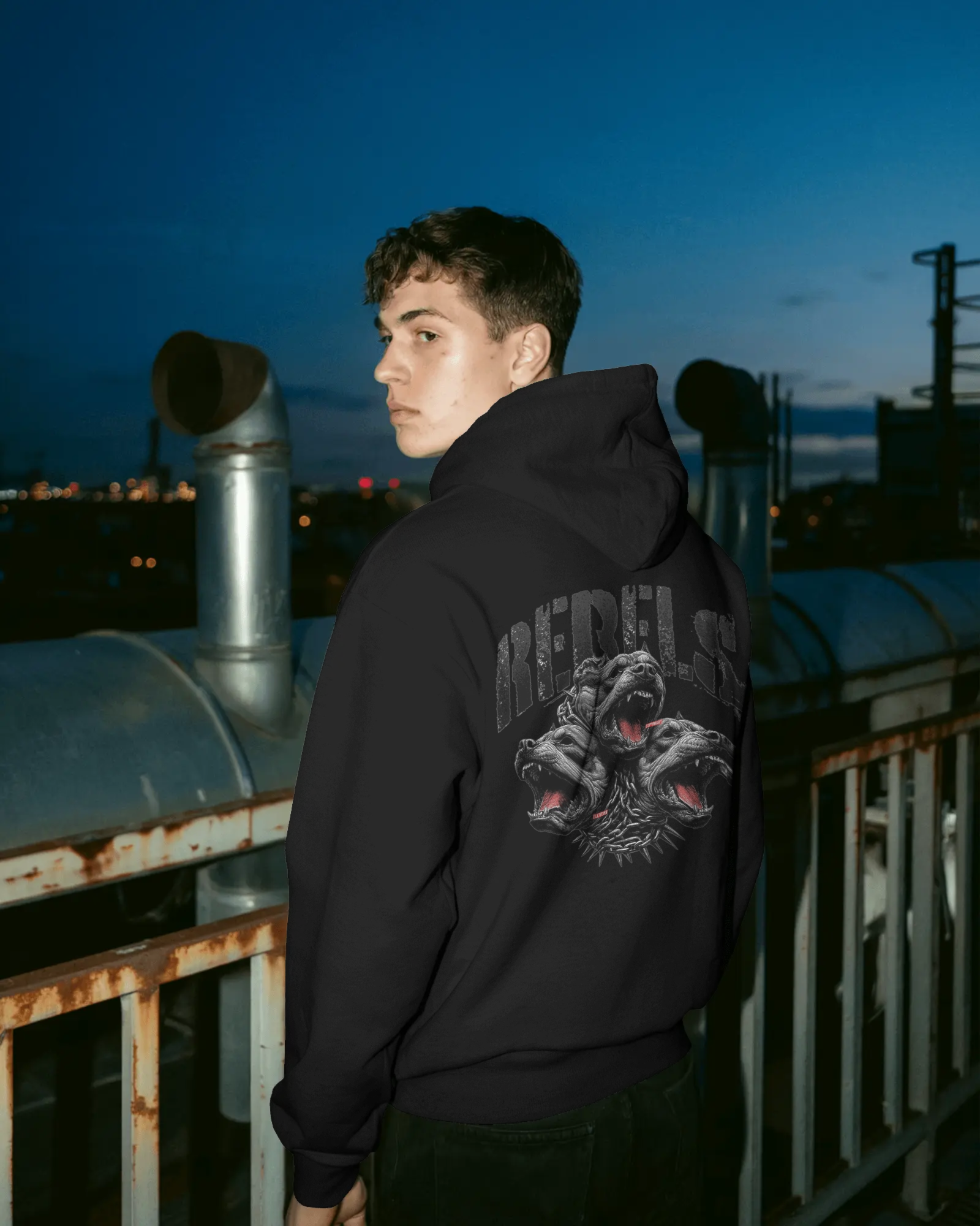 Rebels Three-Head Dog Graphic Hoodie