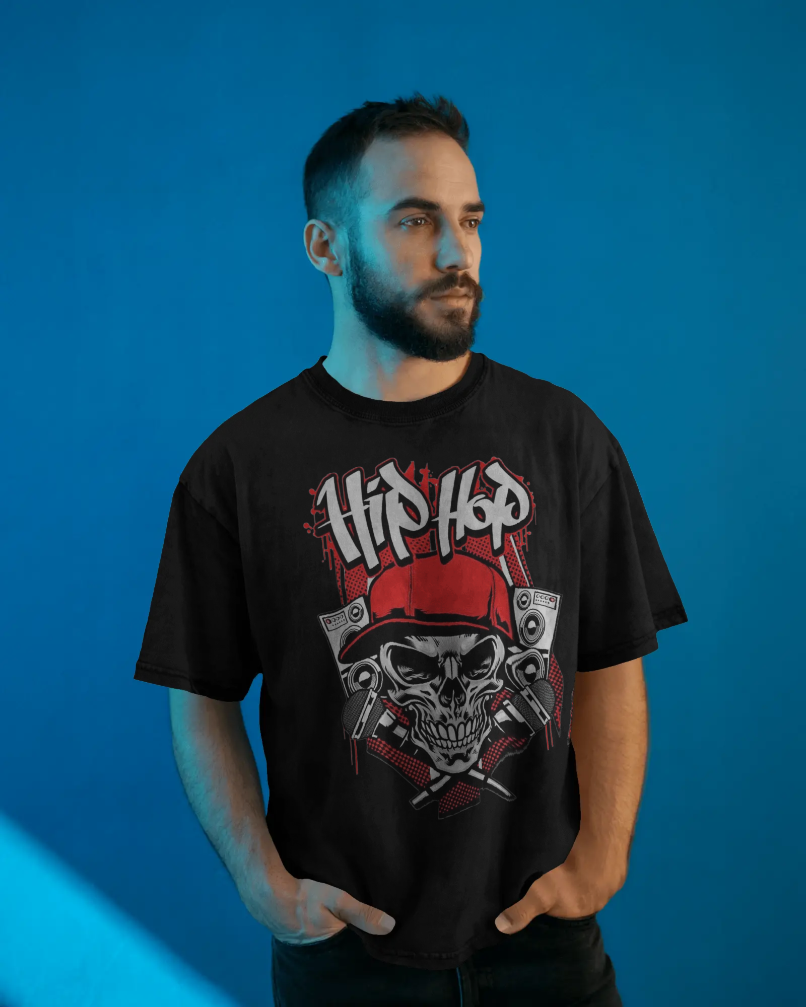 Urban Hip Hop Skull Graphic T-Shirt