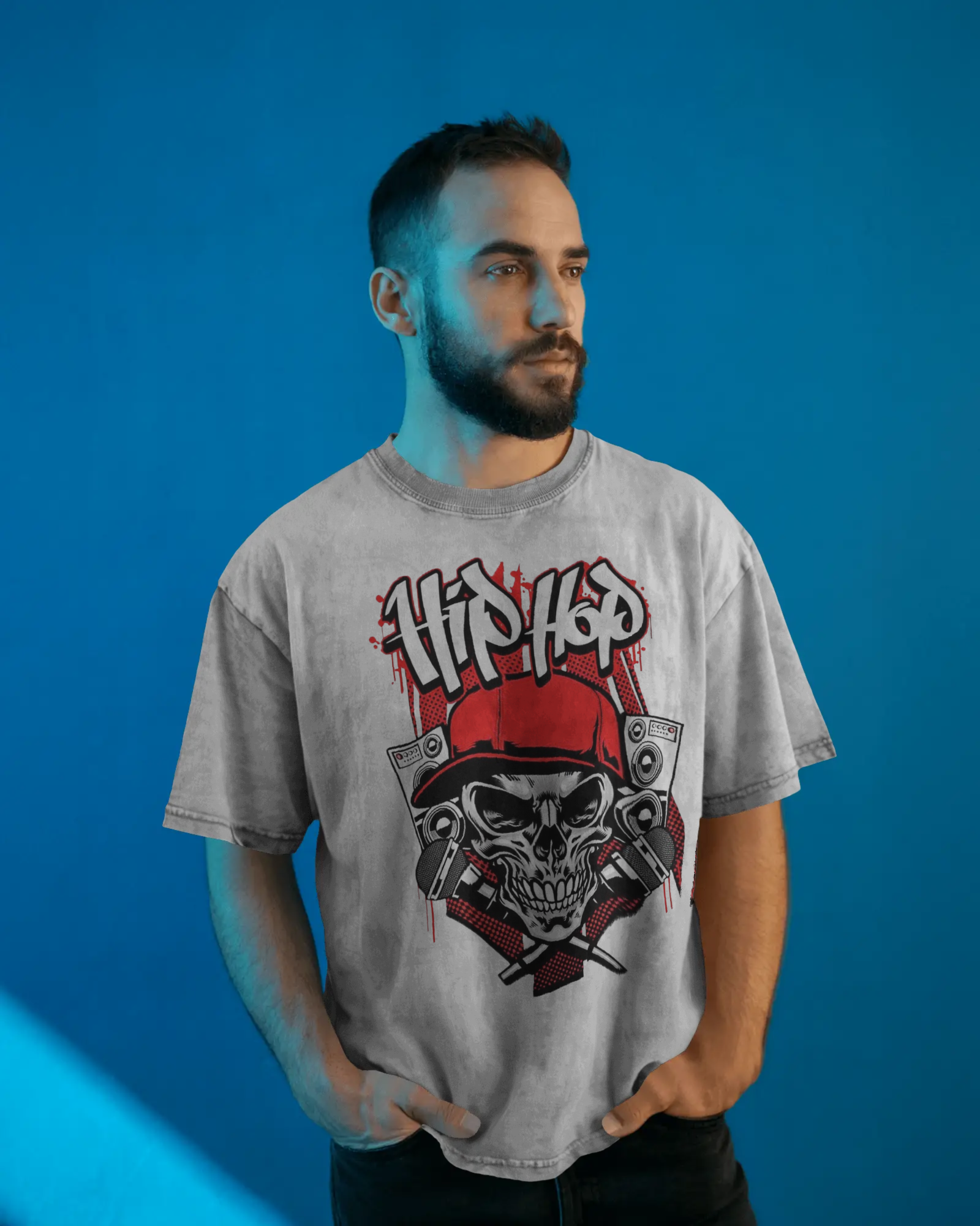 Urban Hip Hop Skull Graphic T-Shirt