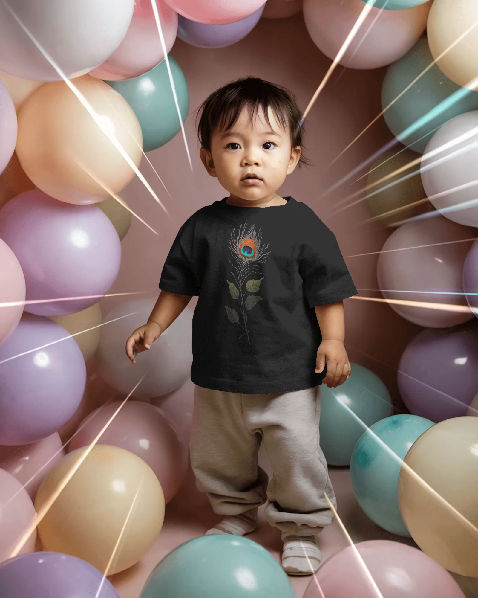 Peacock Feather Kids Graphic T-Shirt