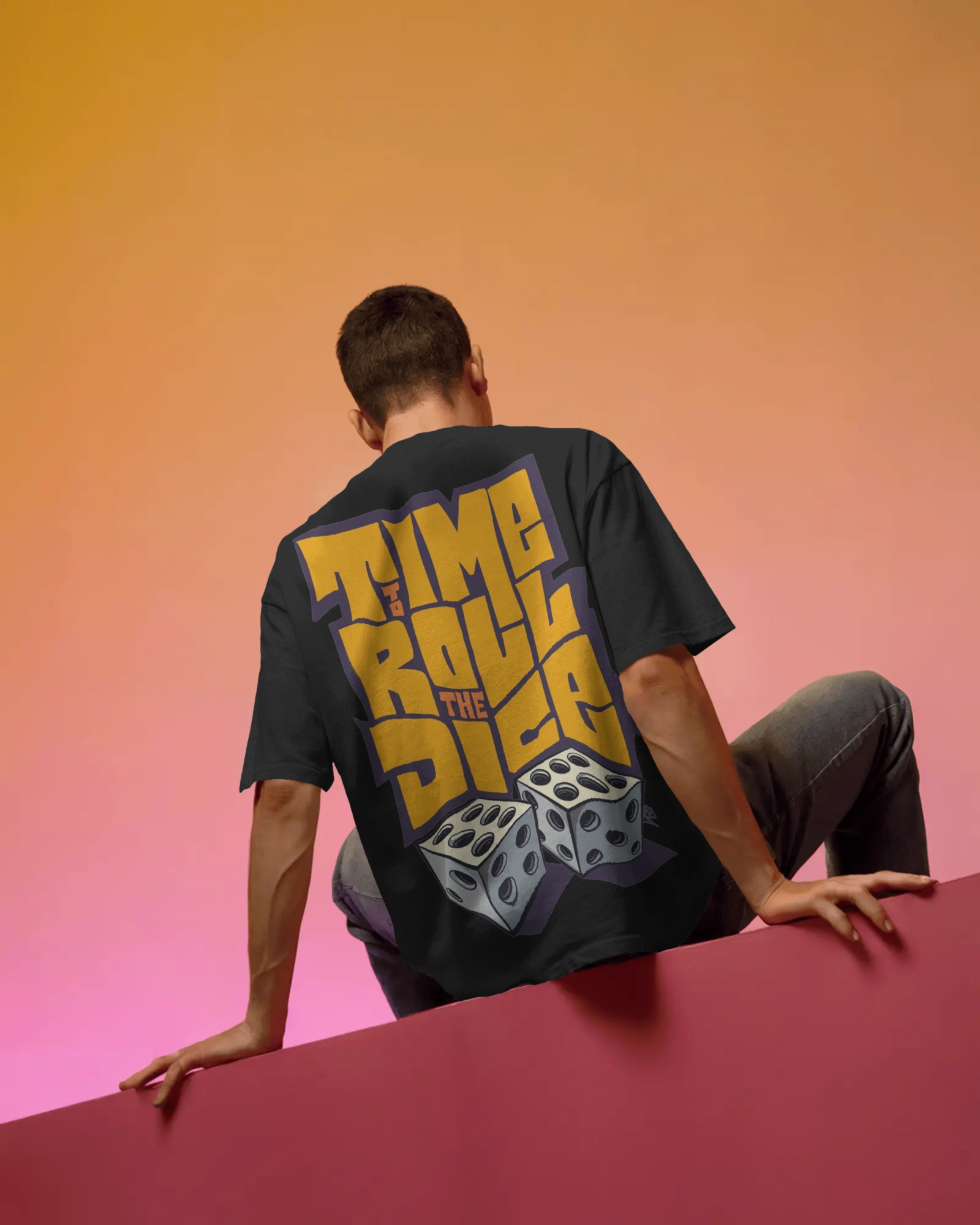 Time To Roll The Dice Oversized Graphic T-Shirt