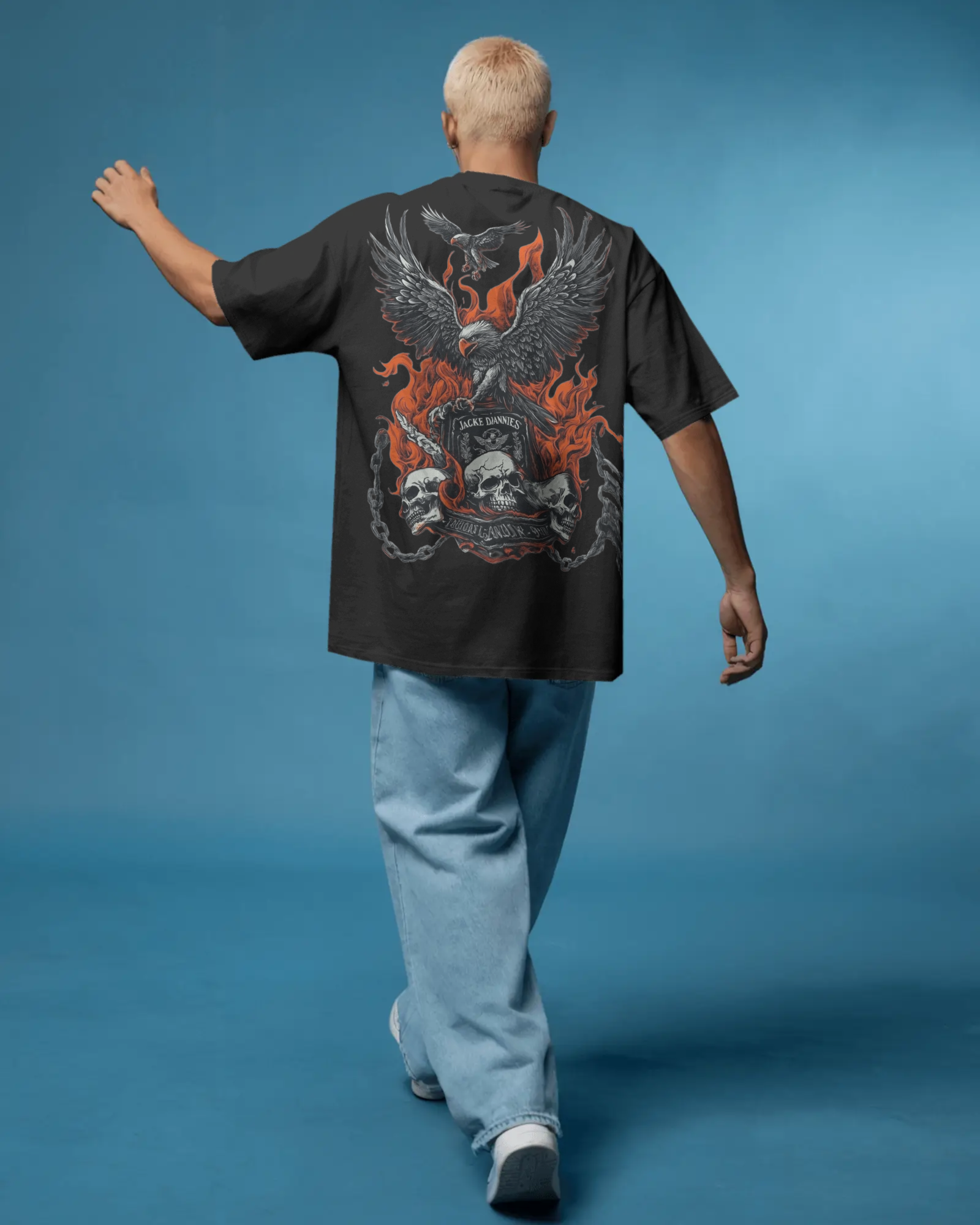 Flaming Eagle Oversized Graphic T-Shirt