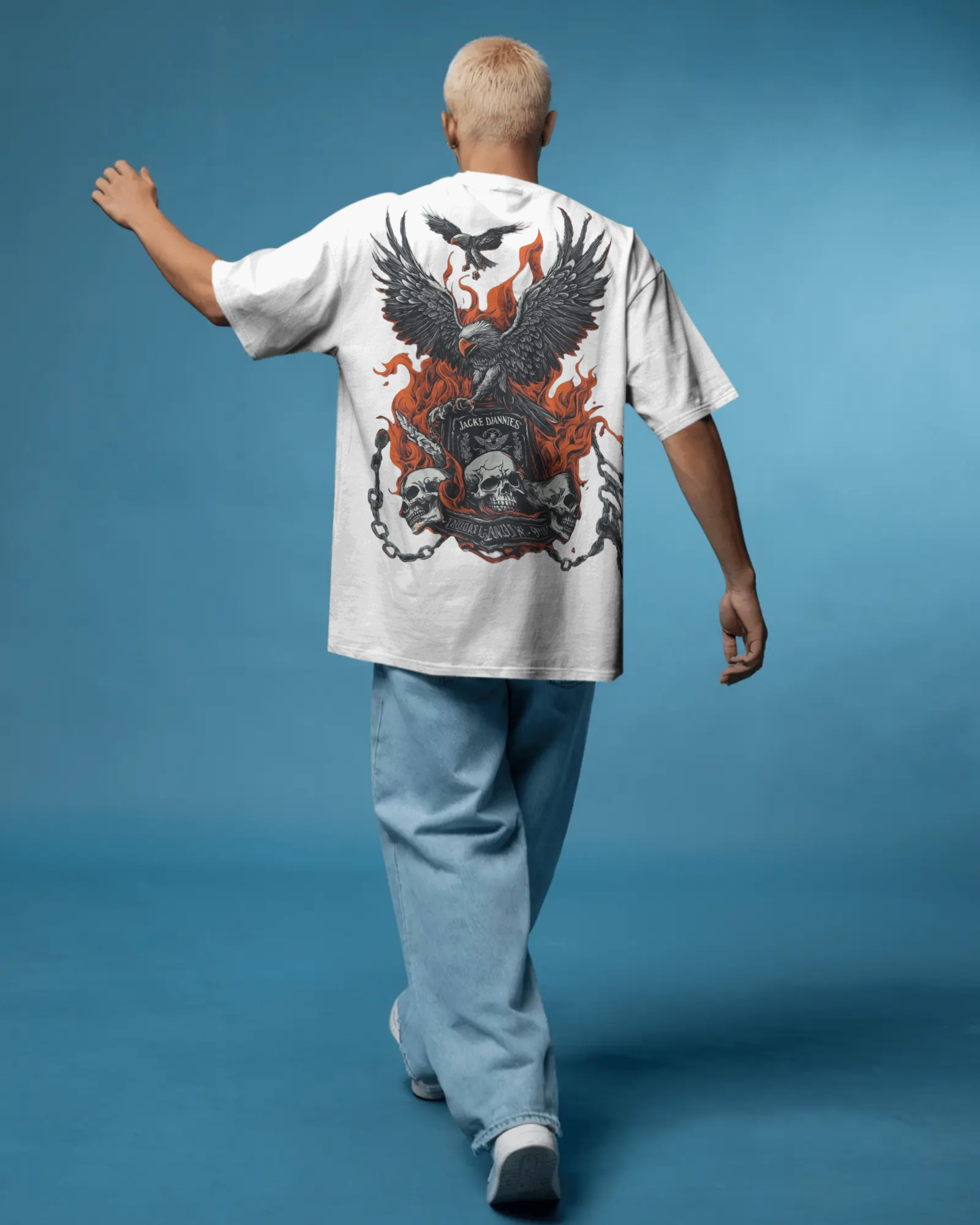 Flaming Eagle Oversized Graphic T-Shirt