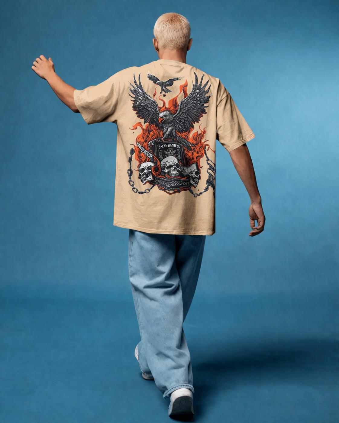 Flaming Eagle Oversized Graphic T-Shirt