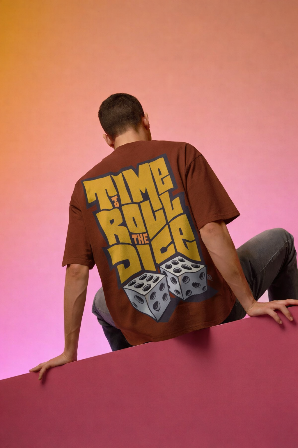 Time To Roll The Dice Oversized Graphic T-Shirt