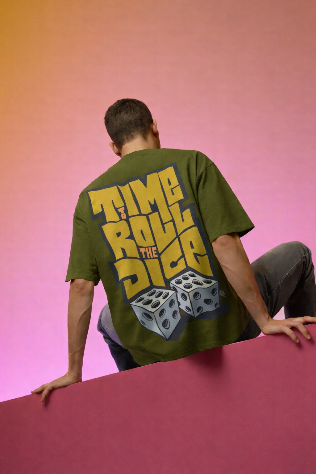Time To Roll The Dice Oversized Graphic T-Shirt