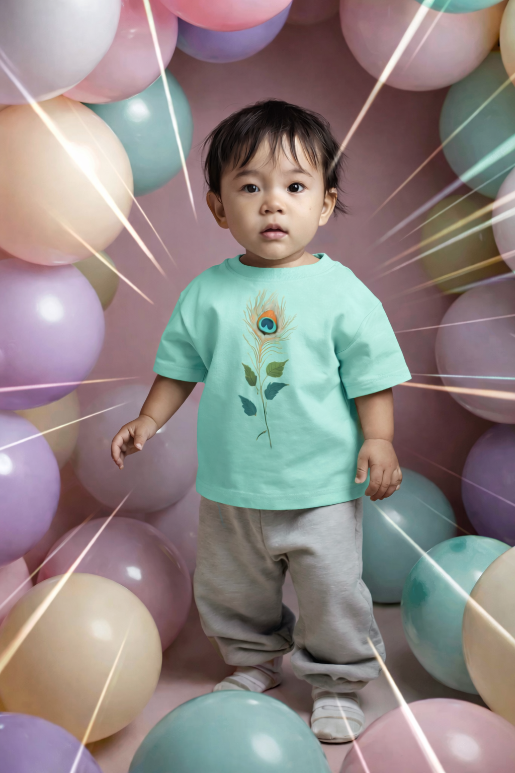 Peacock Feather Kids Graphic T-Shirt