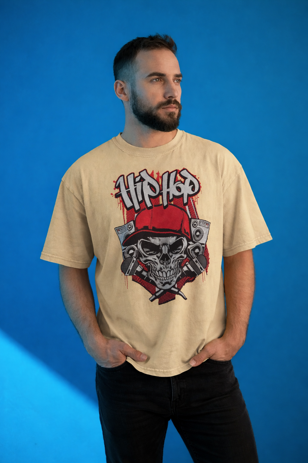 Urban Hip Hop Skull Graphic T-Shirt