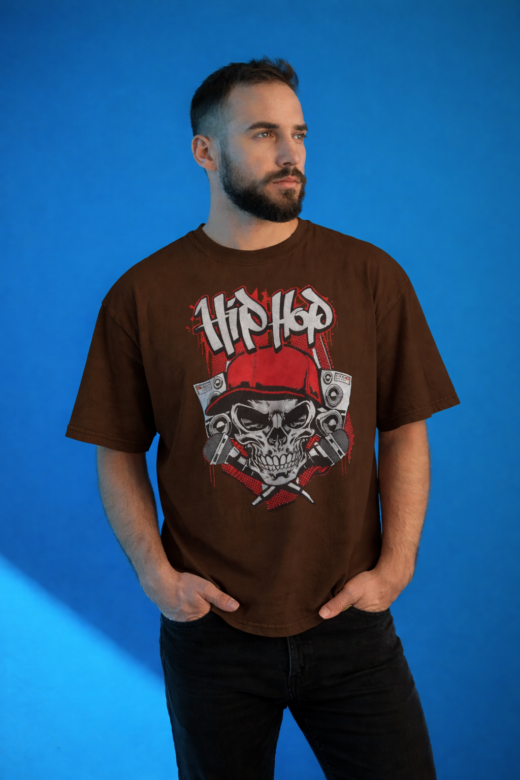 Urban Hip Hop Skull Graphic T-Shirt