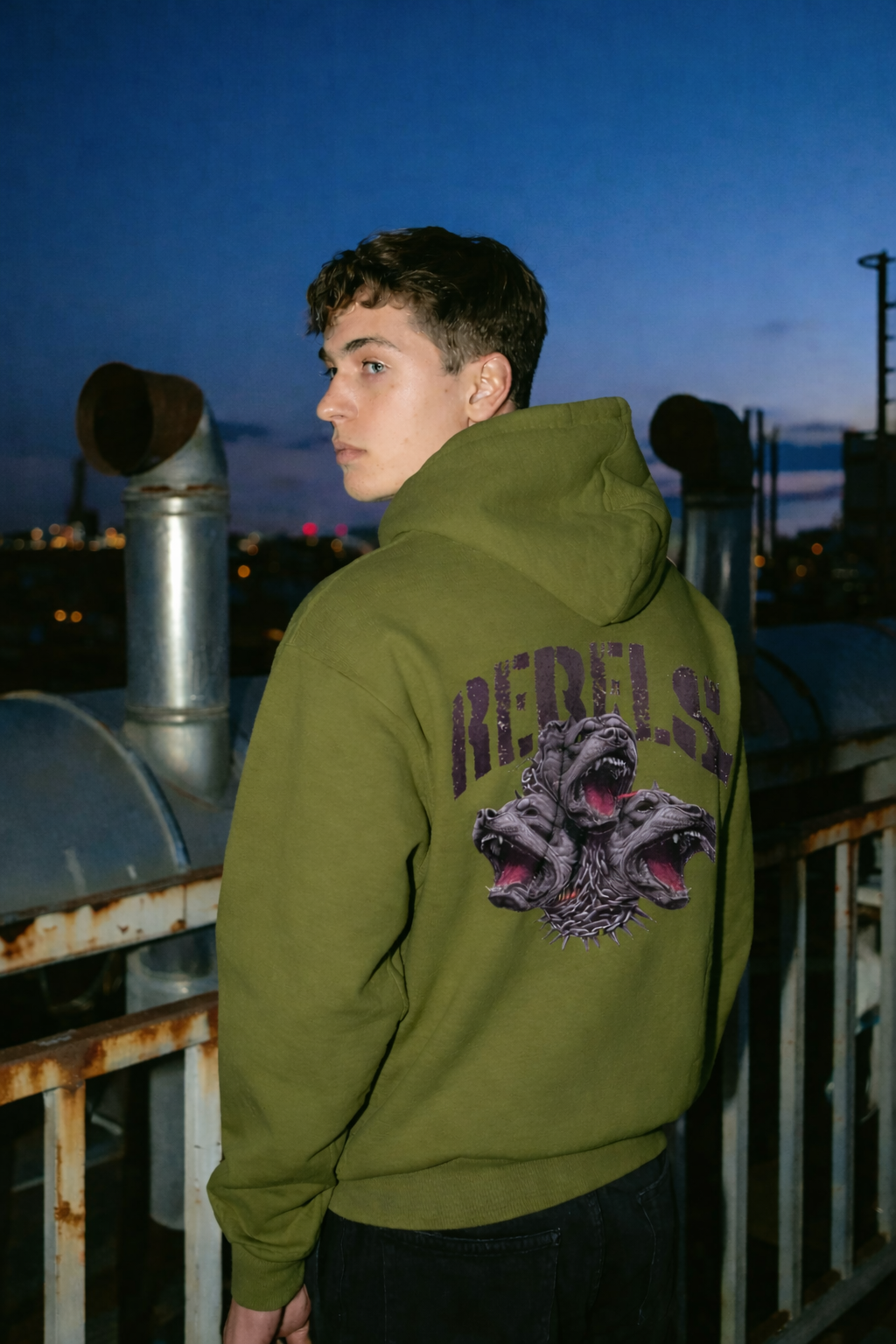 Rebels Three-Head Dog Graphic Hoodie