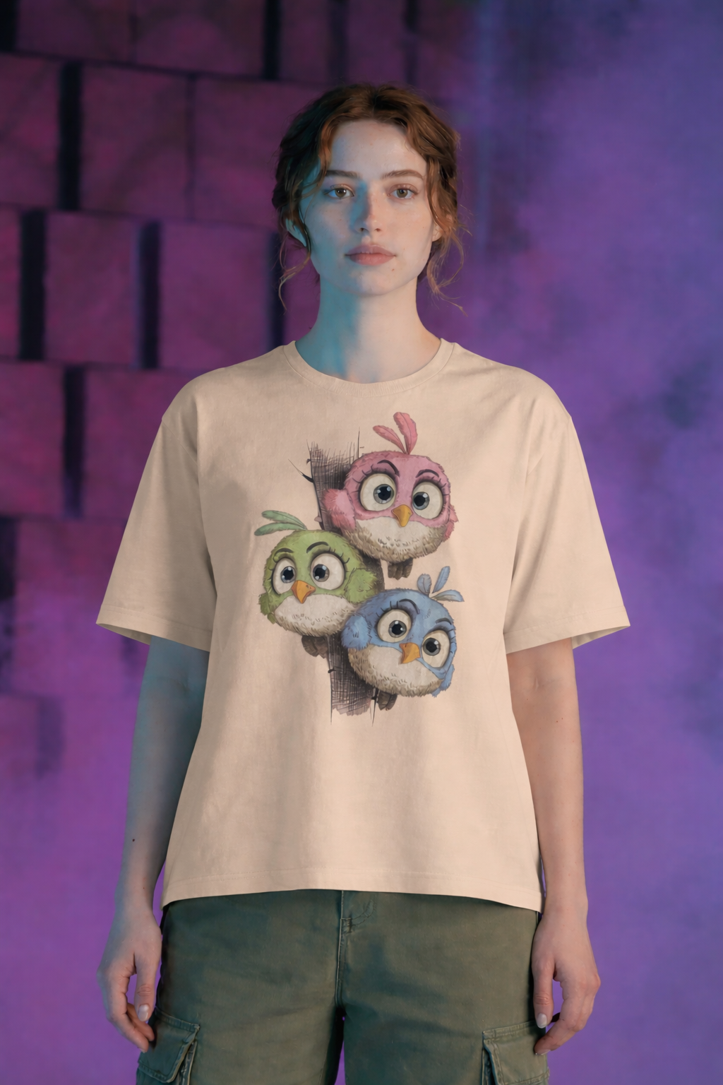 Cute Owl Trio Graphic T-Shirt