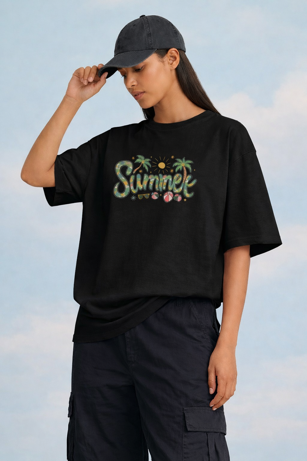 Summer Vibes Graphic Oversized T-Shirt
