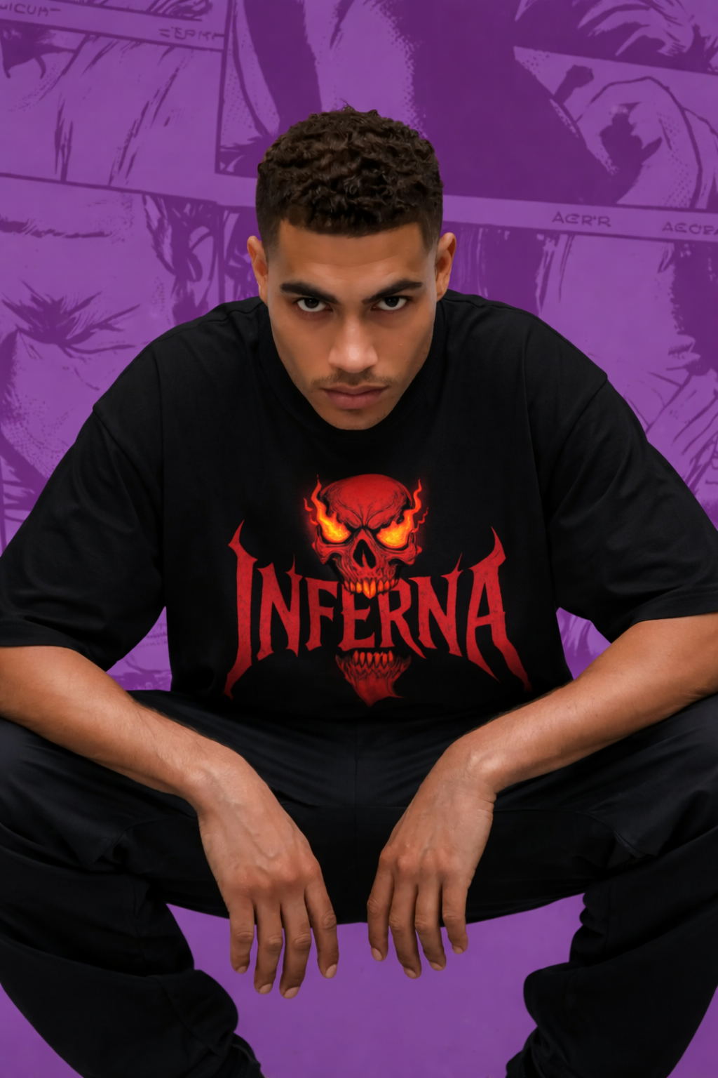 Inferna Skull Oversized Graphic T-Shirt