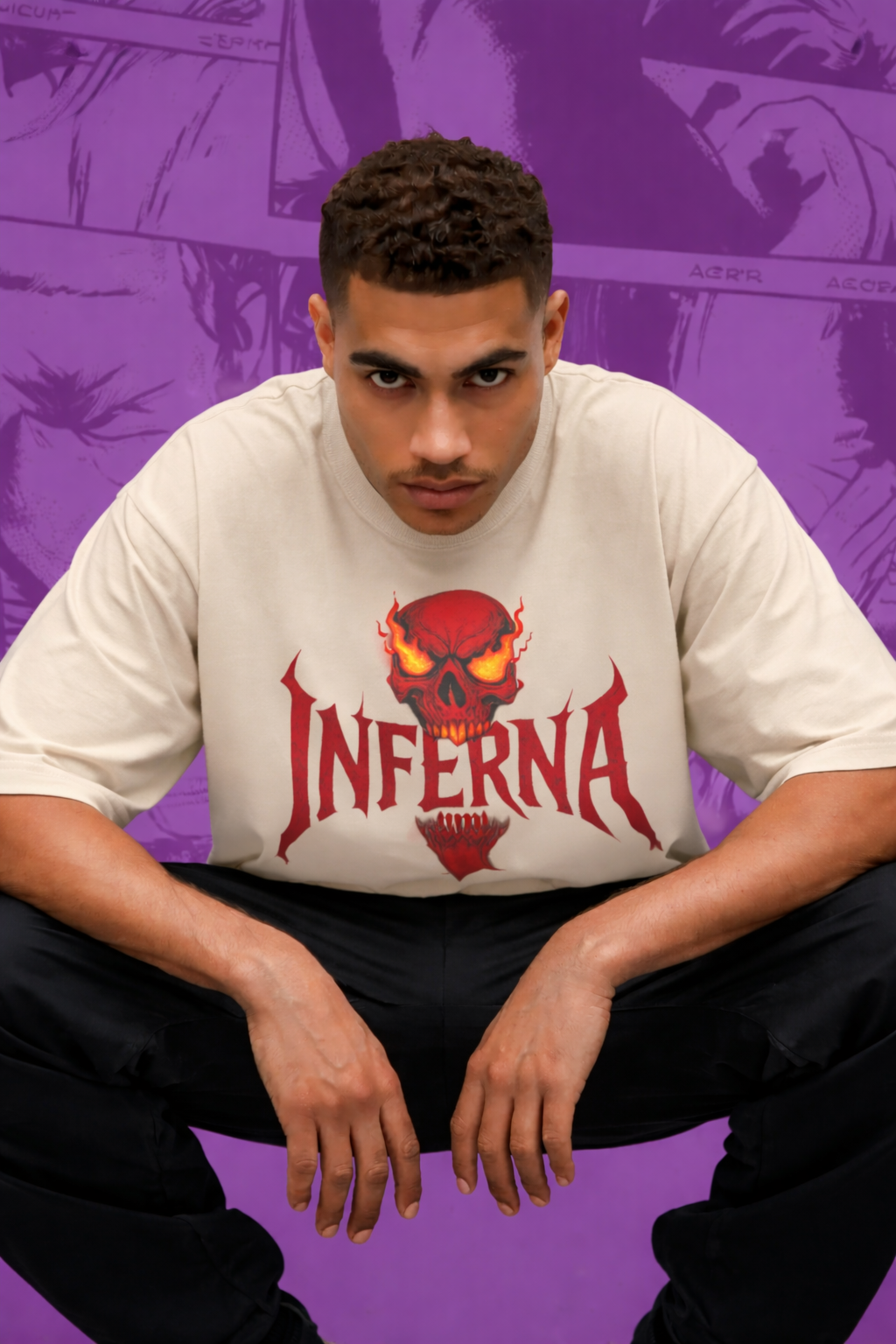 Inferna Skull Oversized Graphic T-Shirt