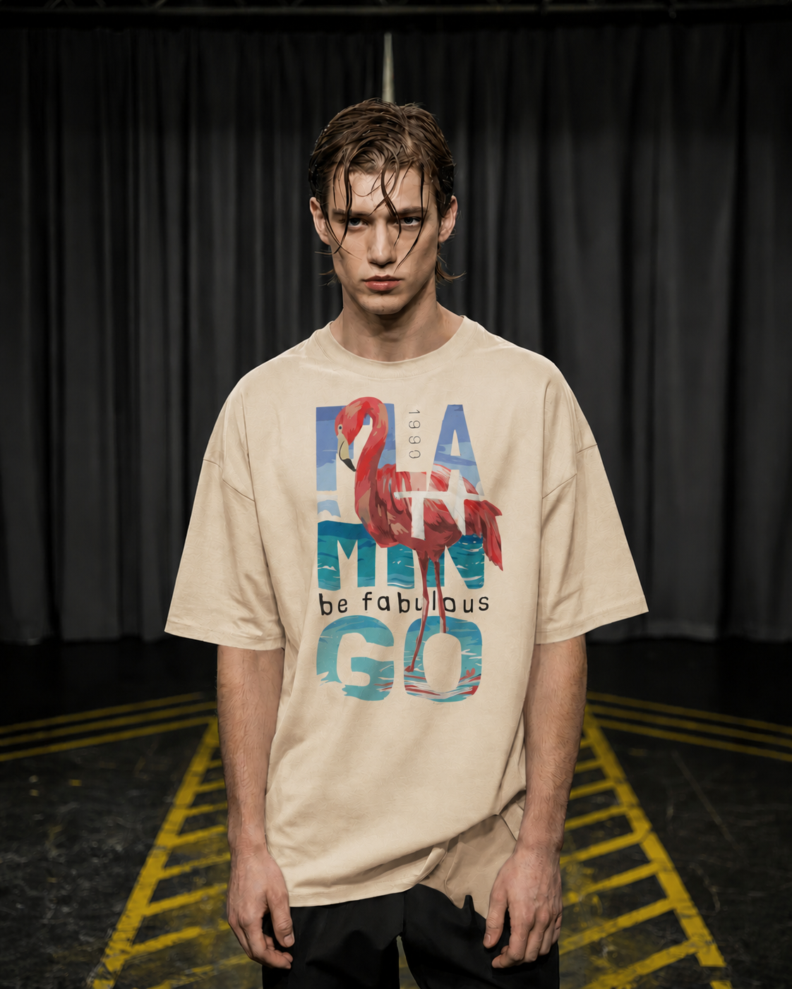 Men's Flamingo Vibes Oversized T-Shirt
