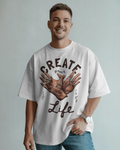 Men Graphic Printed Round Neck Cotton Oversized T-Shirt