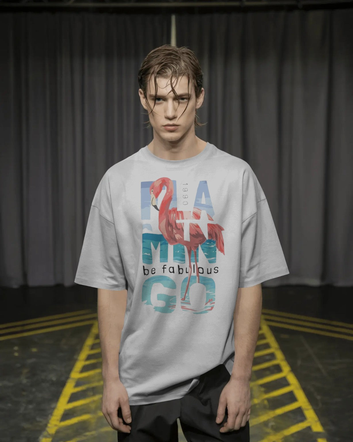 Men's Flamingo Vibes Oversized T-Shirt