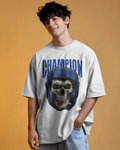 Men Champion Skull Graphic Printed Cotton Oversized T-Shirt