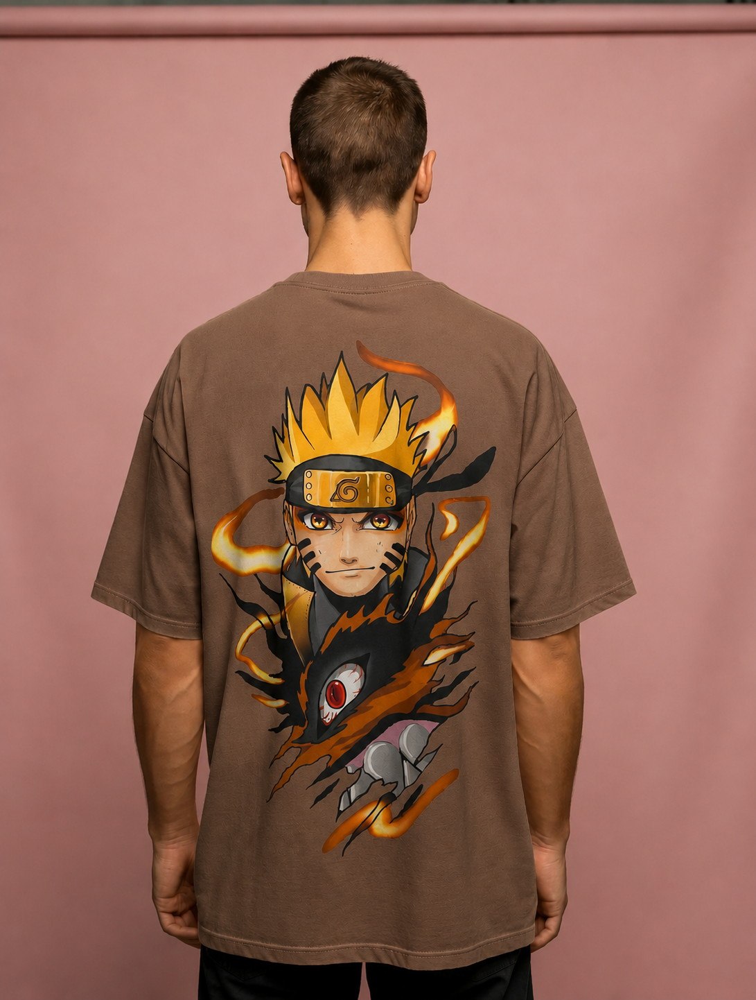 Men Naruto Anime Back Cotton Oversized T-Shirt
