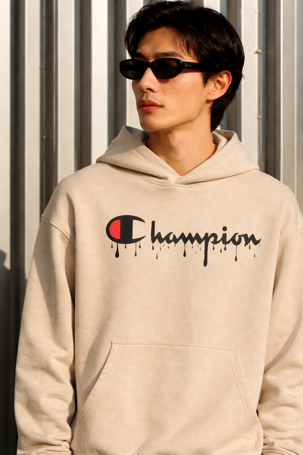 Men Champion Drip Cotton Fleece Oversized Hoodie