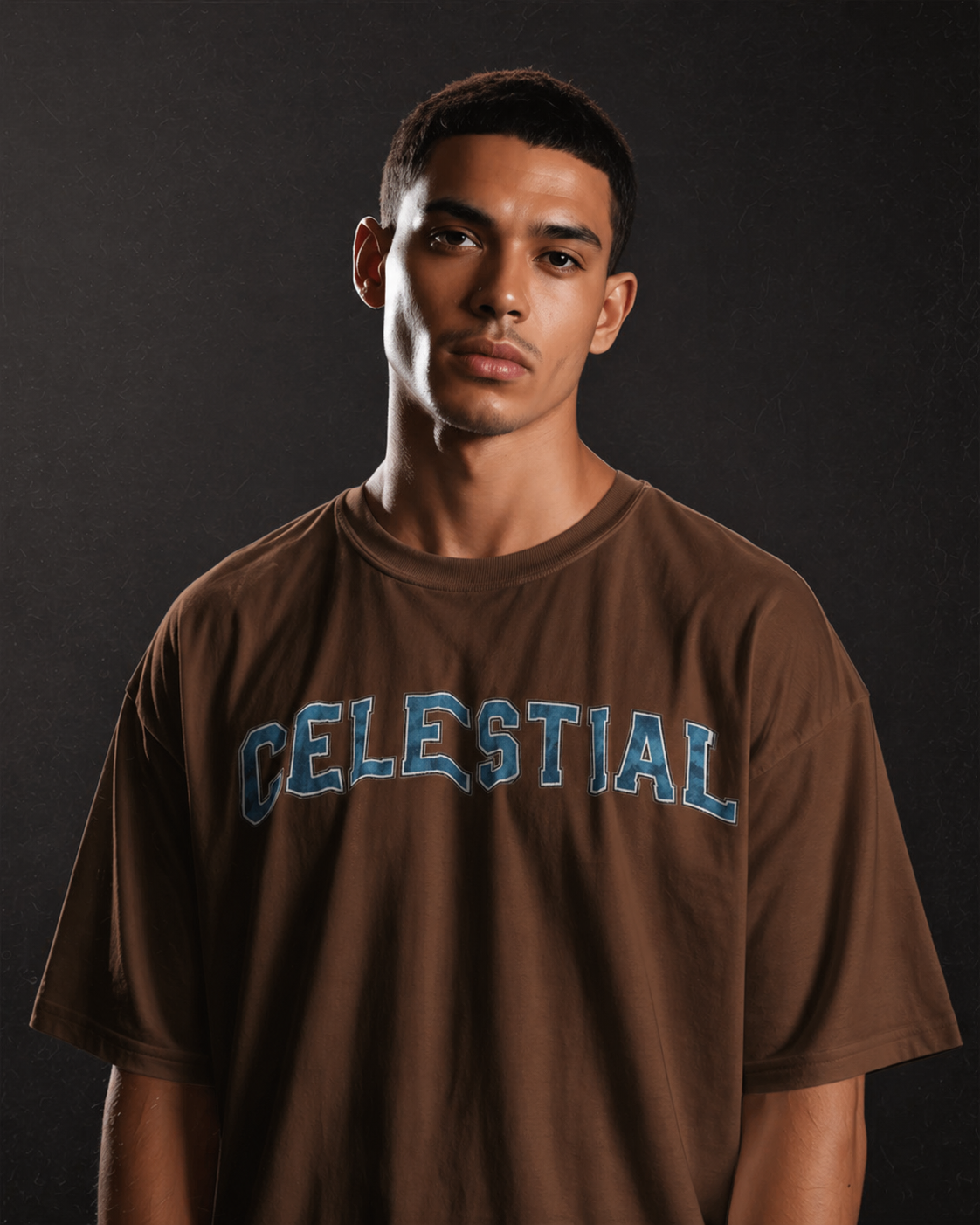 Men Celestial Typography Print 220 GSM Cotton Oversized T-Shirt