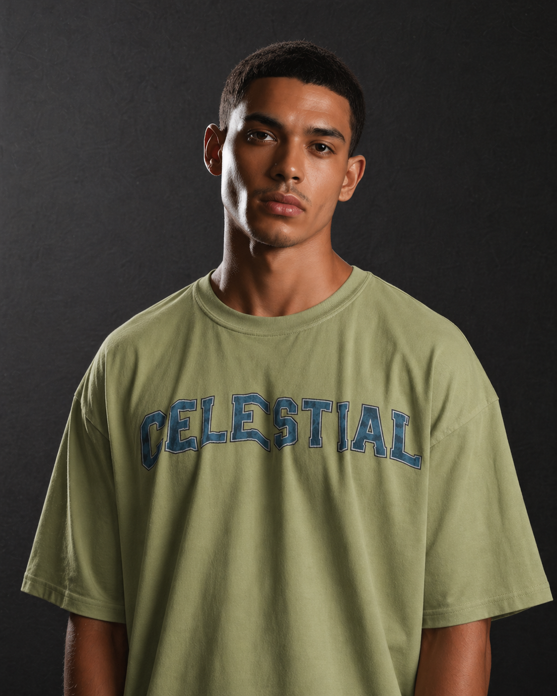 Men Celestial Typography Print 220 GSM Cotton Oversized T-Shirt