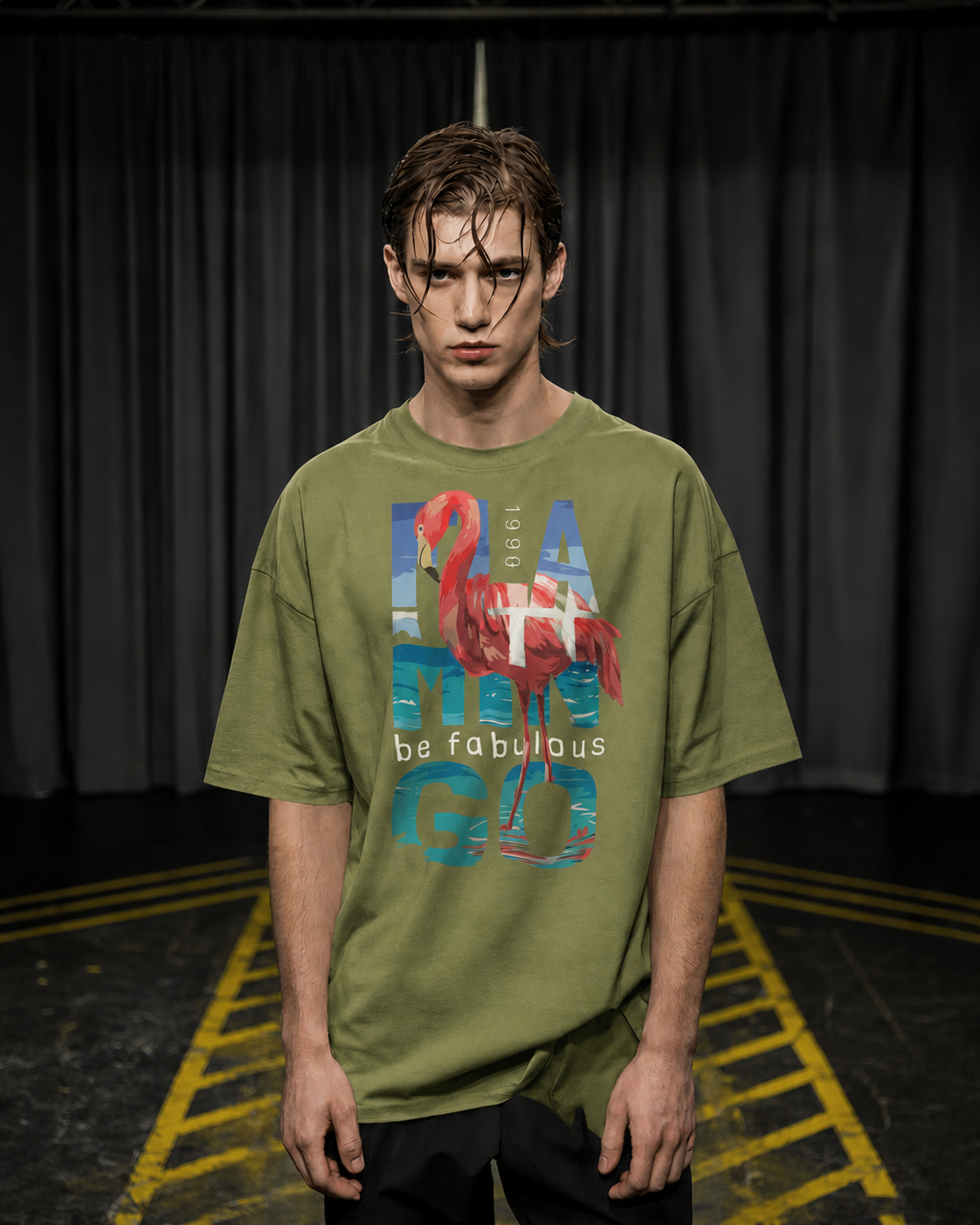 Men's Flamingo Vibes Oversized T-Shirt